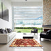 Square Abstract Red Oriental Rug in a Living Room, abs3114