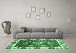 Machine Washable Oriental Emerald Green Traditional Area Rugs in a Living Room,, wshabs3114emgrn