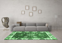 Machine Washable Oriental Emerald Green Traditional Rug, wshabs3114emgrn