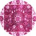 Round Oriental Pink Traditional Rug, abs3114pnk