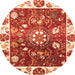 Round Machine Washable Oriental Orange Traditional Area Rugs, wshabs3114org