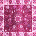 Square Machine Washable Oriental Pink Traditional Rug, wshabs3114pnk