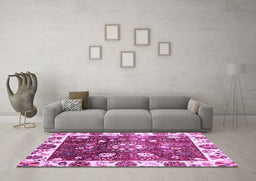 Machine Washable Oriental Purple Traditional Area Rugs in a Living Room, wshabs3114pur