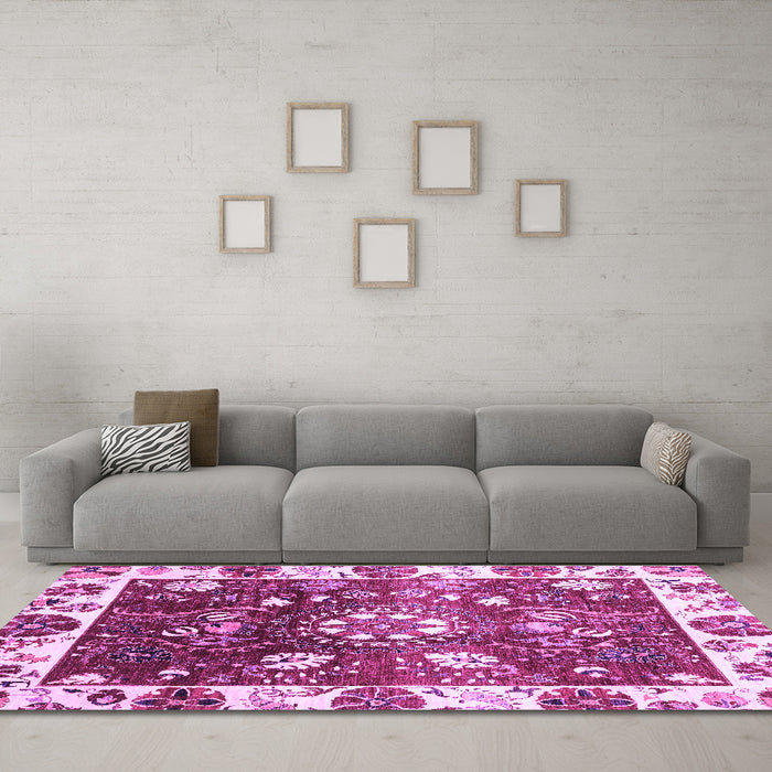 Machine Washable Oriental Purple Traditional Area Rugs in a Living Room, wshabs3114pur