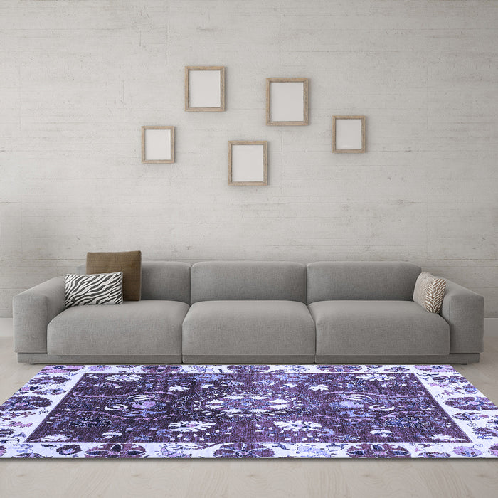 Machine Washable Oriental Blue Traditional Rug in a Living Room, wshabs3114blu