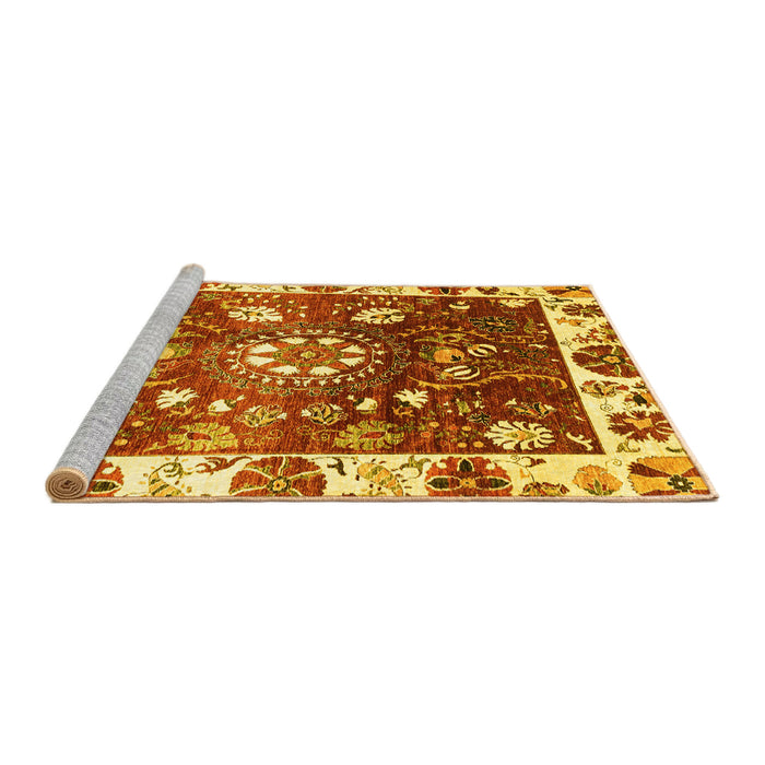 Sideview of Machine Washable Oriental Yellow Traditional Rug, wshabs3114yw