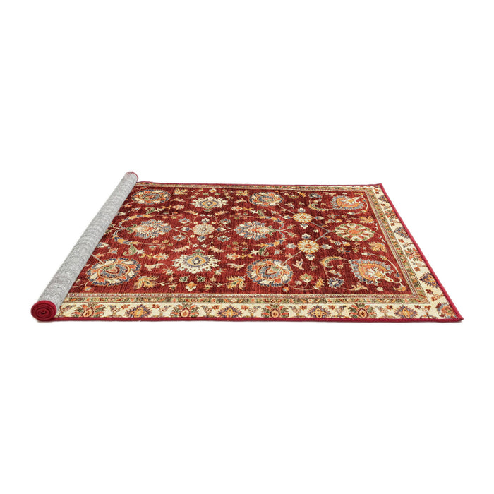 Sideview of Machine Washable Abstract Red Rug, wshabs3115
