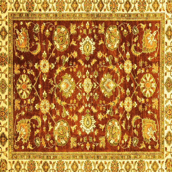 Square Machine Washable Oriental Yellow Traditional Rug, wshabs3115yw