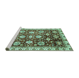 Sideview of Machine Washable Oriental Turquoise Traditional Area Rugs, wshabs3115turq