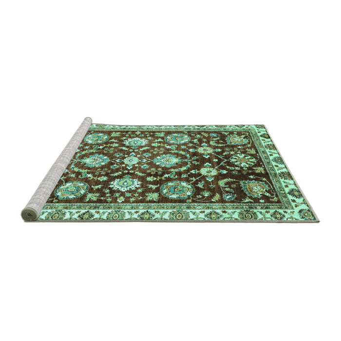 Sideview of Machine Washable Oriental Turquoise Traditional Area Rugs, wshabs3115turq