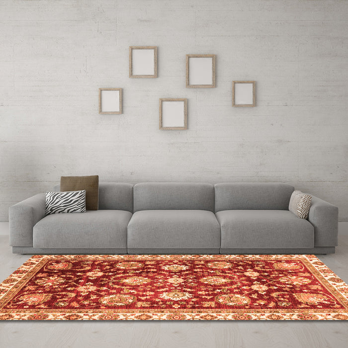 Machine Washable Oriental Orange Traditional Area Rugs in a Living Room, wshabs3115org