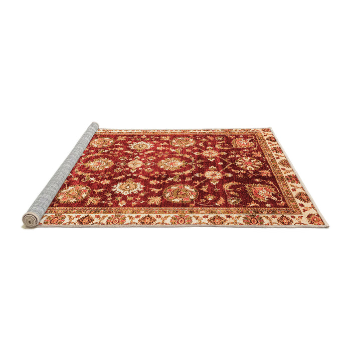 Sideview of Machine Washable Oriental Orange Traditional Area Rugs, wshabs3115org