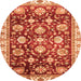 Round Oriental Orange Traditional Rug, abs3115org