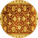 Round Oriental Yellow Traditional Rug, abs3115yw