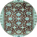 Round Oriental Light Blue Traditional Rug, abs3115lblu