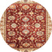 Round Abstract Red Oriental Rug, abs3115