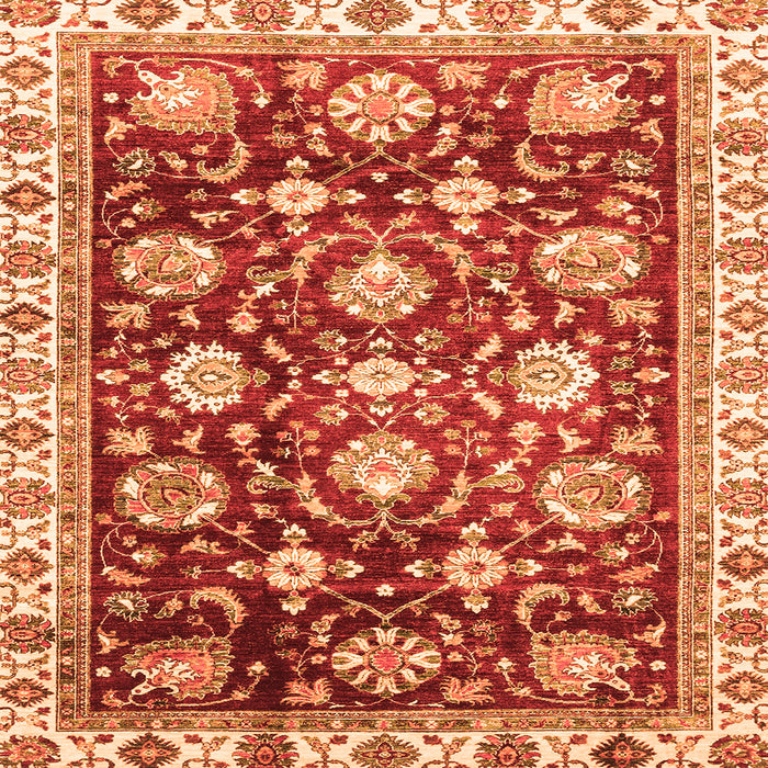 Square Machine Washable Oriental Orange Traditional Area Rugs, wshabs3115org