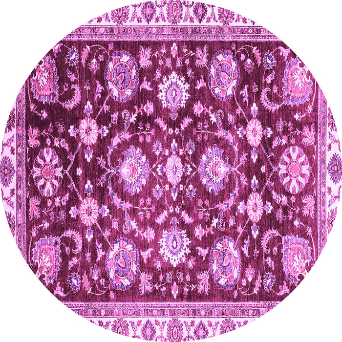 Round Machine Washable Oriental Purple Traditional Area Rugs, wshabs3115pur