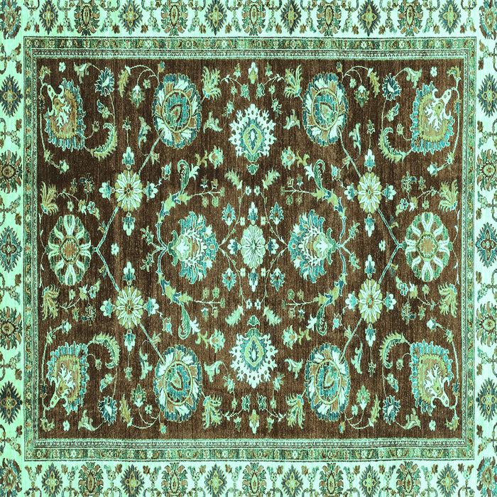 Square Machine Washable Oriental Turquoise Traditional Area Rugs, wshabs3115turq