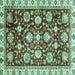 Square Machine Washable Oriental Turquoise Traditional Area Rugs, wshabs3115turq