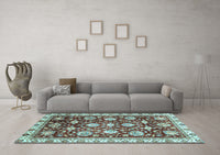 Machine Washable Oriental Light Blue Traditional Rug, wshabs3115lblu