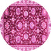 Round Machine Washable Oriental Pink Traditional Rug, wshabs3115pnk