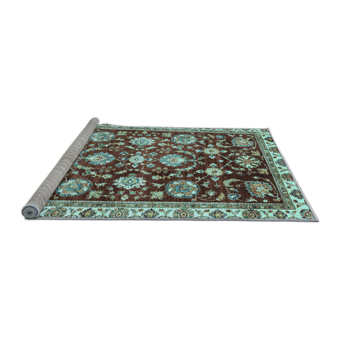 Sideview of Machine Washable Oriental Light Blue Traditional Rug, wshabs3115lblu