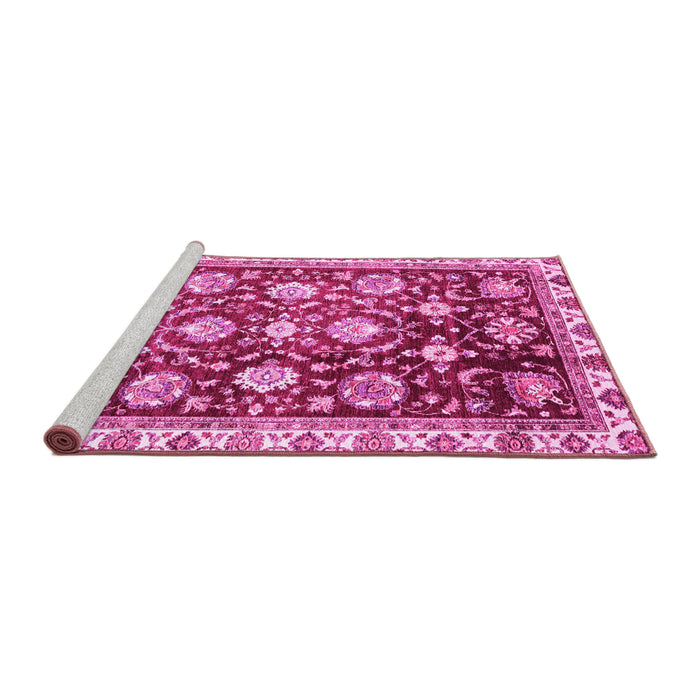 Sideview of Machine Washable Oriental Pink Traditional Rug, wshabs3115pnk