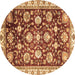 Round Machine Washable Oriental Brown Traditional Rug, wshabs3115brn