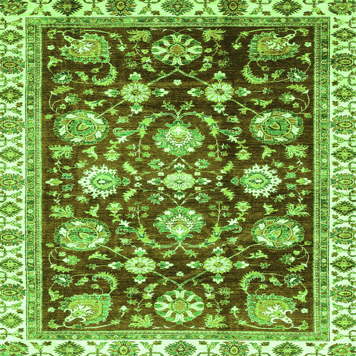 Square Oriental Green Traditional Rug, abs3115grn