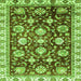 Square Oriental Green Traditional Rug, abs3115grn