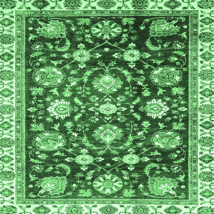 Square Oriental Emerald Green Traditional Rug, abs3115emgrn