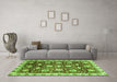 Machine Washable Oriental Green Traditional Area Rugs in a Living Room,, wshabs3115grn