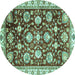 Round Oriental Turquoise Traditional Rug, abs3115turq