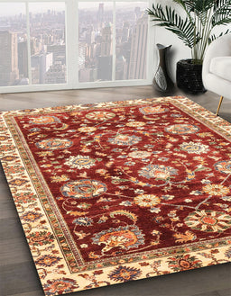 Machine Washable Abstract Red Rug in a Family Room, wshabs3115