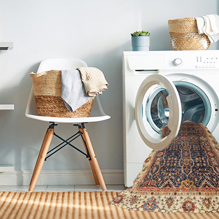 Machine Washable Abstract Red Brown Rug in a Washing Machine, wshabs3116