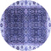 Round Machine Washable Abstract Blue Modern Rug, wshabs3116blu