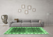 Machine Washable Abstract Emerald Green Modern Area Rugs in a Living Room,, wshabs3116emgrn