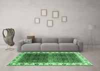 Machine Washable Abstract Emerald Green Modern Rug, wshabs3116emgrn