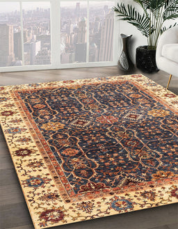 Abstract Red Brown Modern Rug in Family Room, abs3116