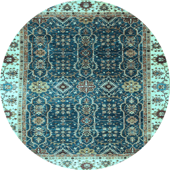 Round Machine Washable Abstract Light Blue Modern Rug, wshabs3116lblu