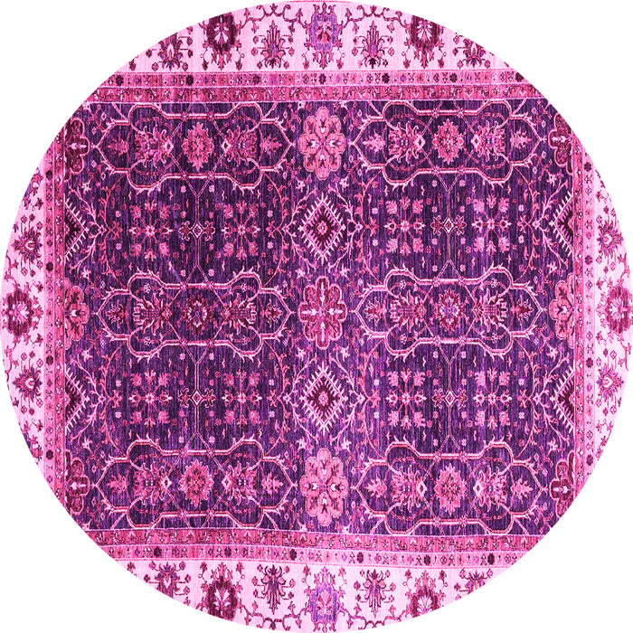 Round Machine Washable Abstract Pink Modern Rug, wshabs3116pnk