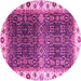 Round Machine Washable Abstract Pink Modern Rug, wshabs3116pnk