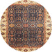 Round Machine Washable Abstract Red Brown Rug, wshabs3116