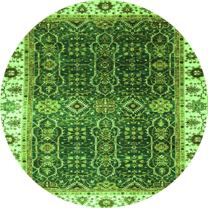 Round Machine Washable Abstract Green Modern Area Rugs, wshabs3116grn