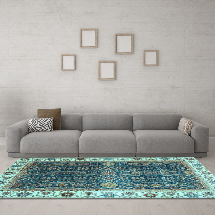 Machine Washable Abstract Light Blue Modern Rug in a Living Room, wshabs3116lblu