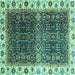 Square Abstract Turquoise Modern Rug, abs3116turq