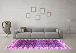 Machine Washable Abstract Purple Modern Area Rugs in a Living Room, wshabs3116pur