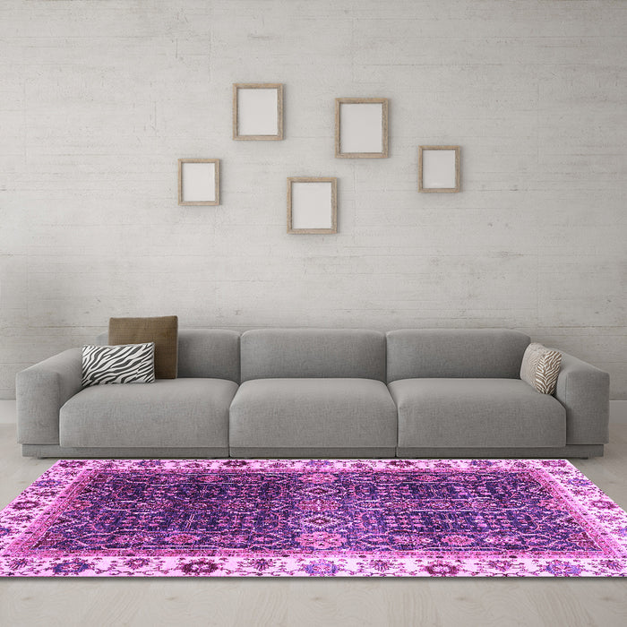 Machine Washable Abstract Purple Modern Area Rugs in a Living Room, wshabs3116pur