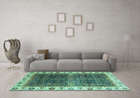 Machine Washable Abstract Turquoise Modern Rug, wshabs3116turq